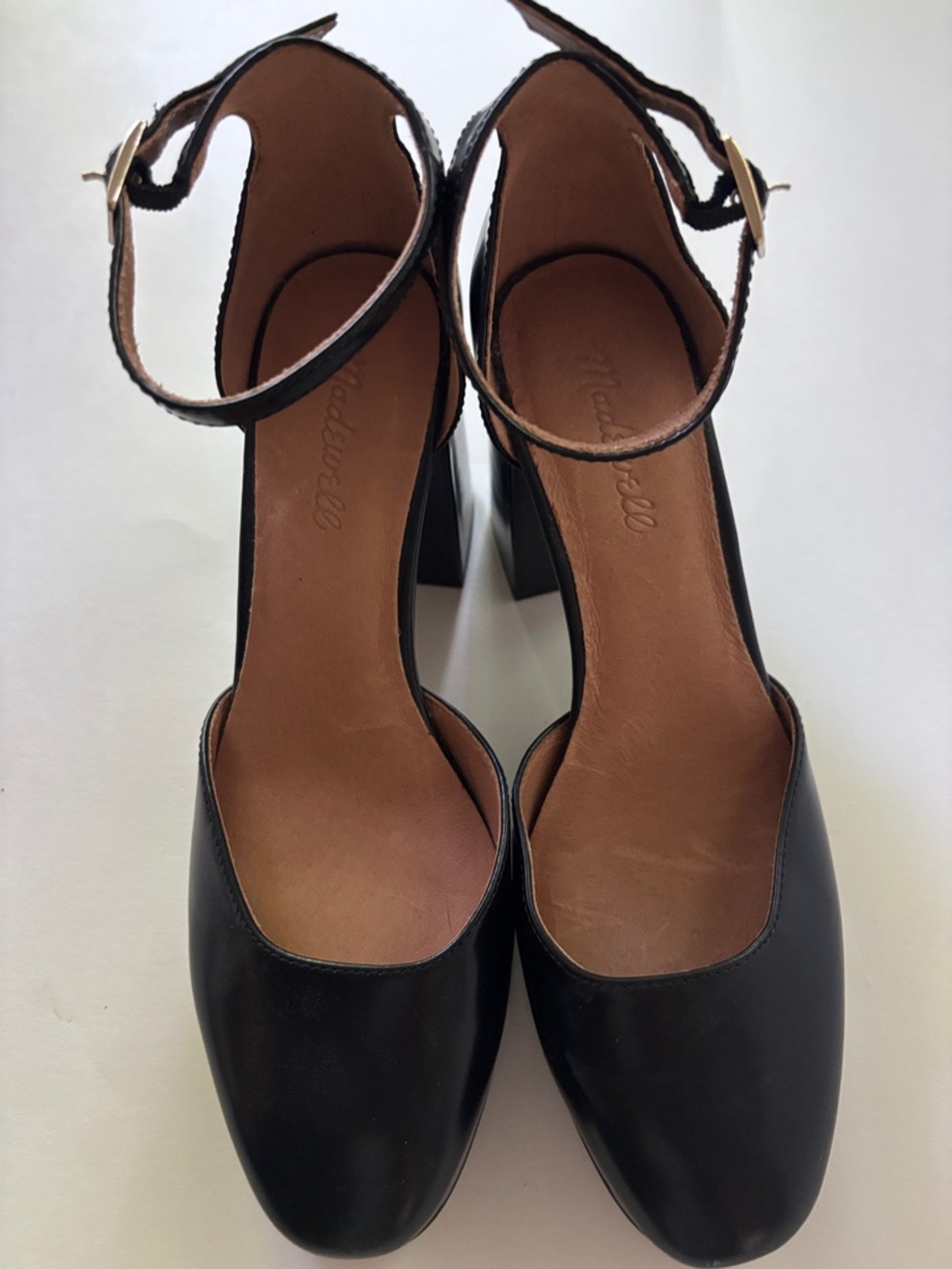 Madewell Platform Ankle Strap Leather Pumps Mary Jane Style Block Heels